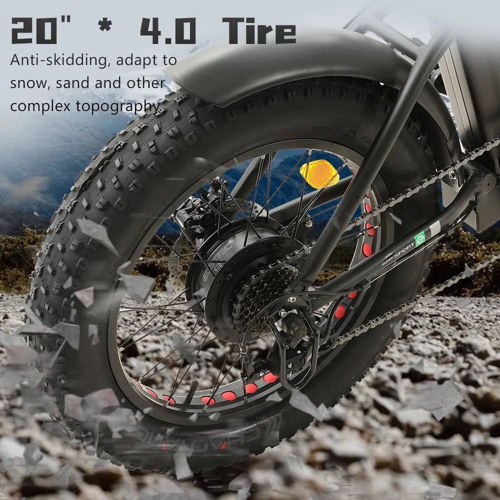 20 Folding Electric Bike Fat Tire 48V 500W Black N45709