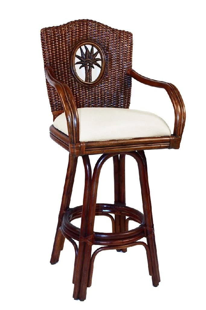 Indoor Swivel Rattan & Wicker Barstool Z24286
