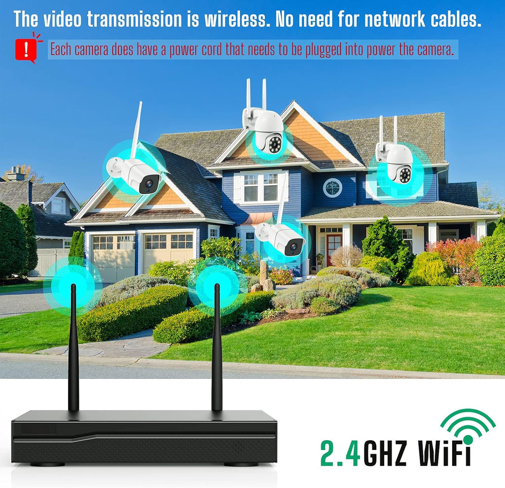 Wireless Security Camera Outdoor with 1TB Hard Drive, 3MP Night Vision, Two-Way Audio, IP66 Waterproof Y94003