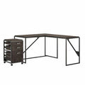 Dark Gray Hickory Desk with Filing Cabinet Set M9460
