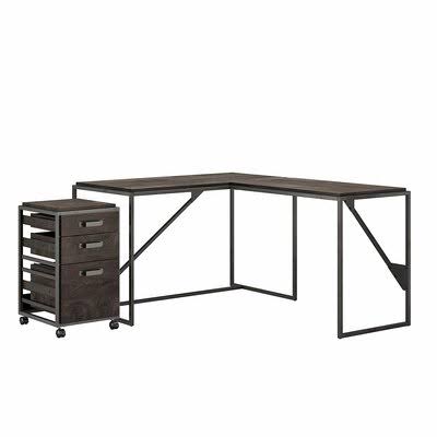 Dark Gray Hickory Desk with Filing Cabinet Set M9460