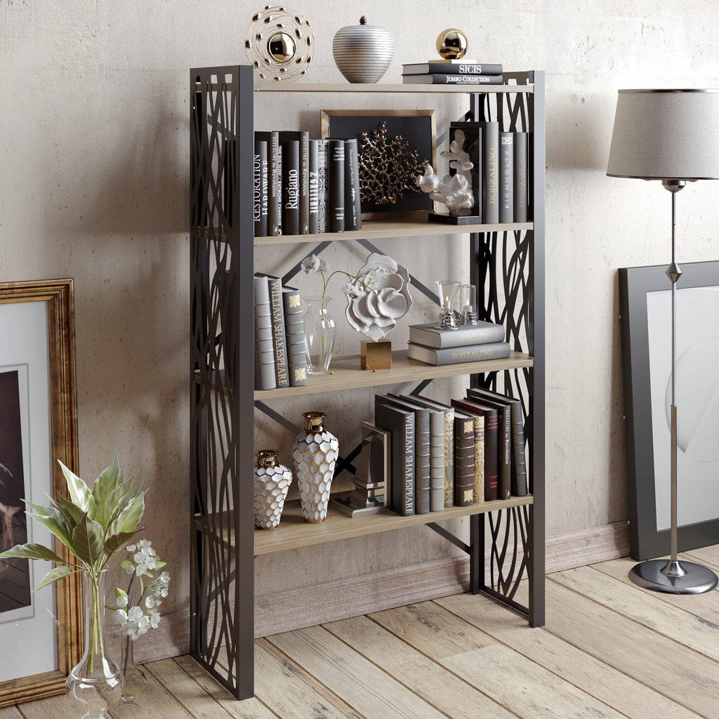 Tall Metal Wood Accent Bookcase H214