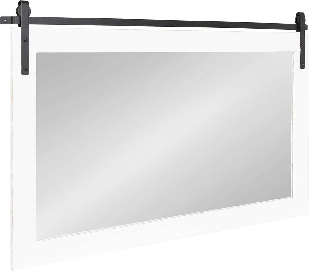 White Wood Framed Wall Mirror V7331