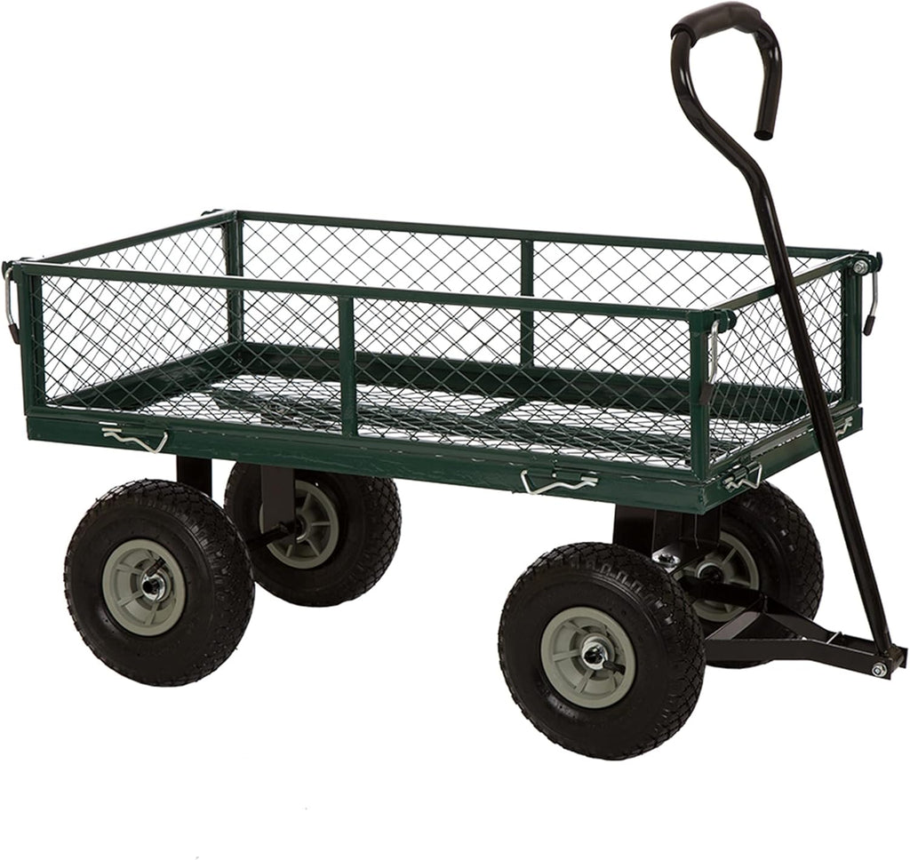 Heavy Duty Mesh Steel Garden Cart with Removable Sides, 550-lbs. Capacity, Green F111325