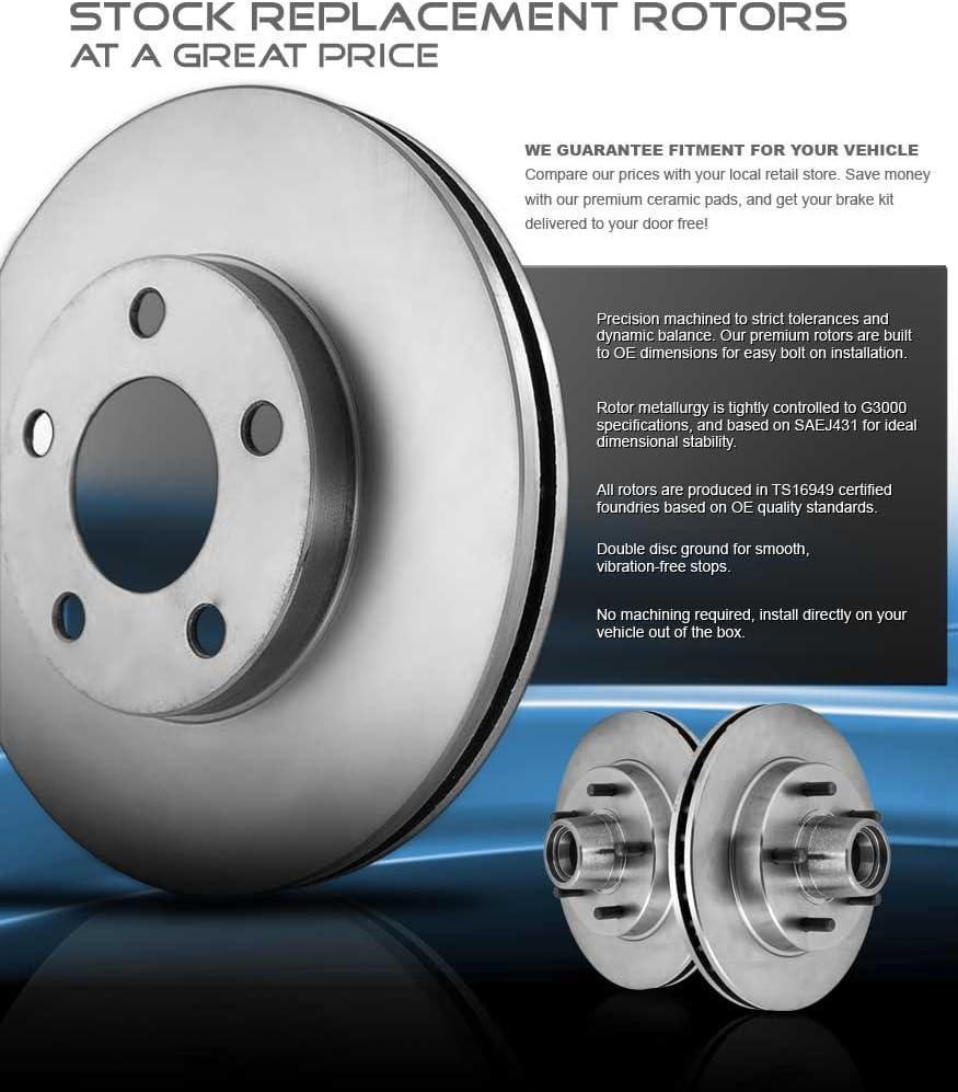 Front and Rear Brake Rotors + Brake Pads + Clips L7967