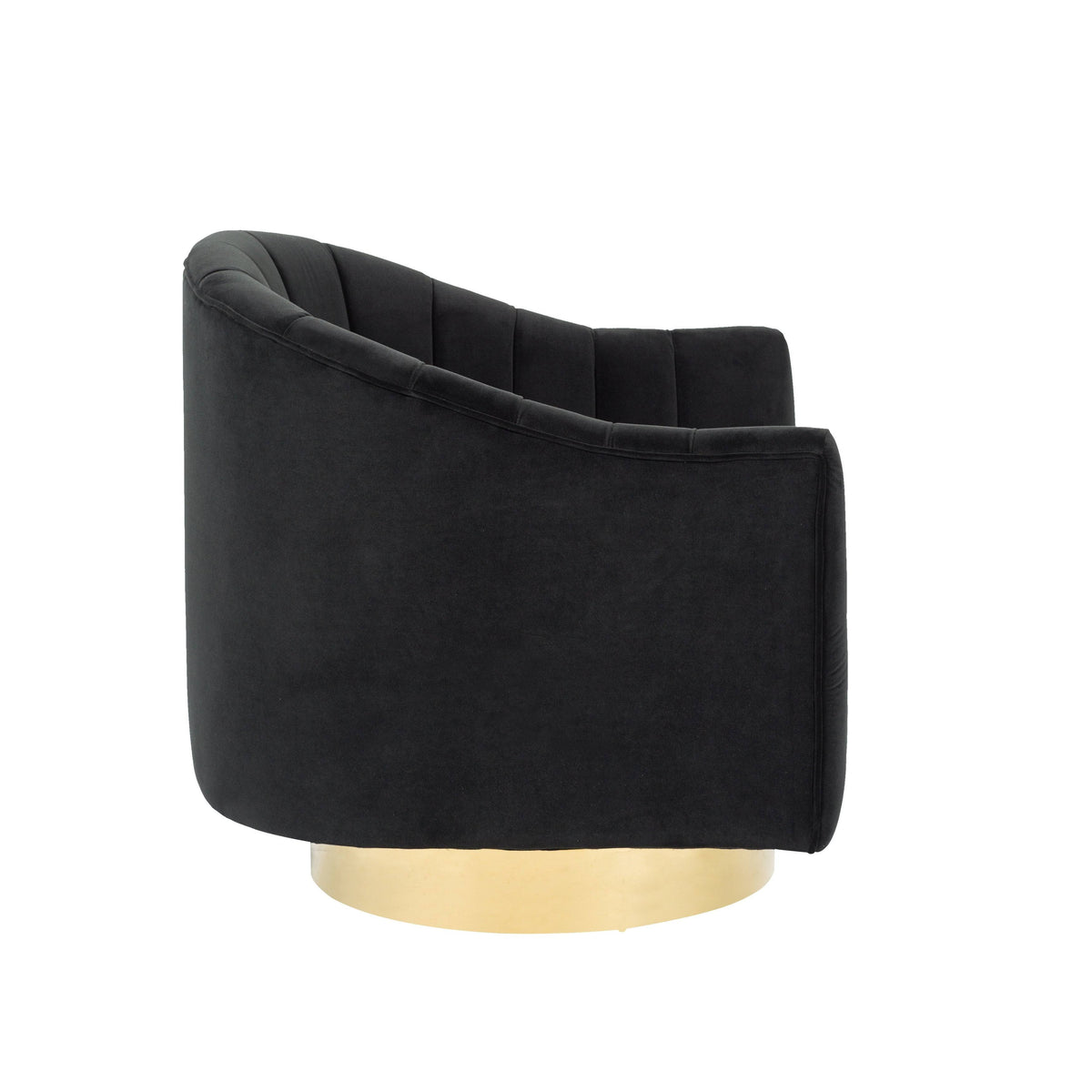 Velvet Upholstered Swivel Barrel Chair with Gold Base T57407