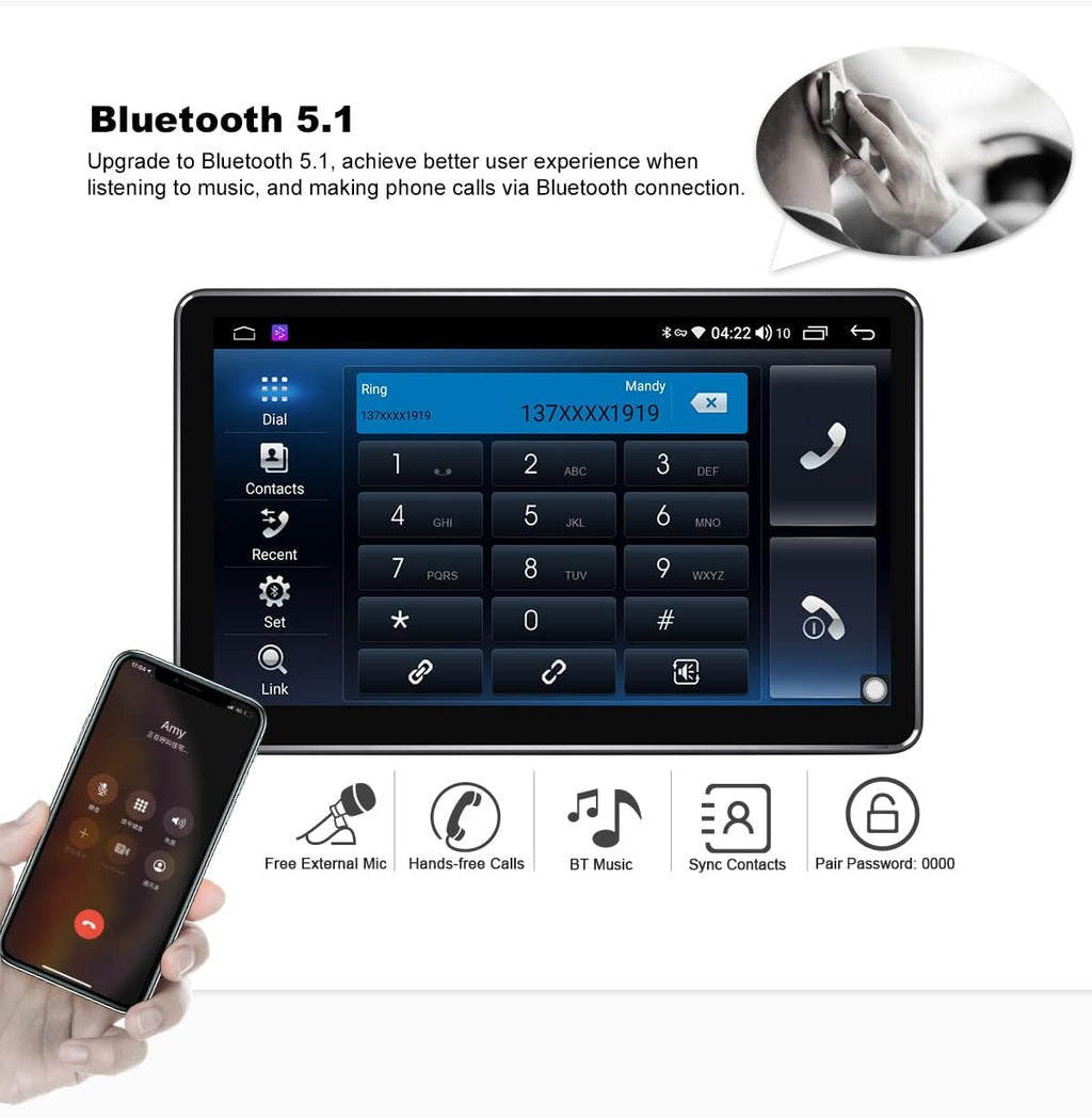 10.5 Inch Single Din Android Car Radio with Detachable Touch Display H78210