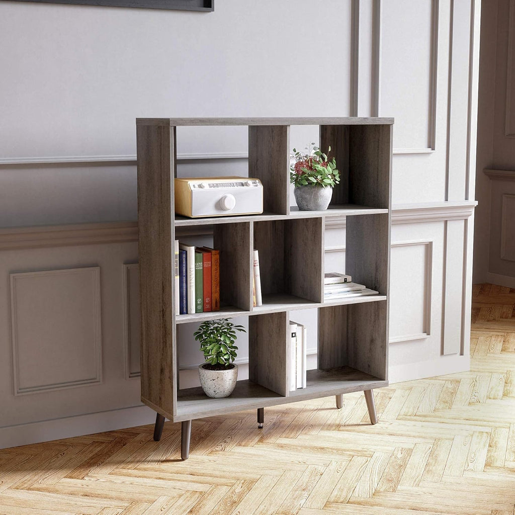 Mid Century 7 Cube Storage Organizer Bookshelf Q52062