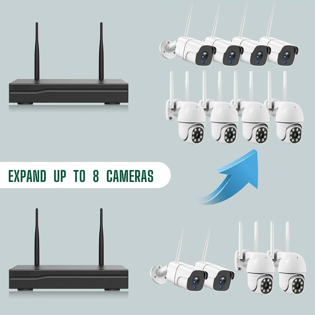 Wireless Security Camera Outdoor with 1TB Hard Drive, 3MP Night Vision, Two-Way Audio, IP66 Waterproof Y94003