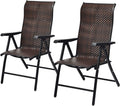 2 Piece Rattan Folding Reclining Chair with Adjustable Backrest M20759