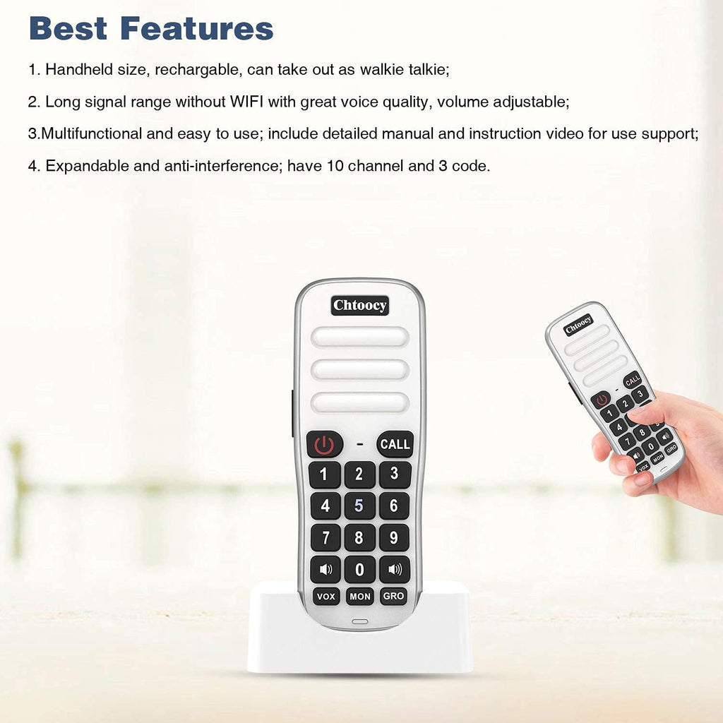 Rechargeable Wireless Intercom System 5280 Feet 10 Channel 4 Packs White A115113