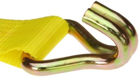 Yellow 2 Inch x 27 Foot Ratchet Straps with Double J Hooks 10 Pack G238508