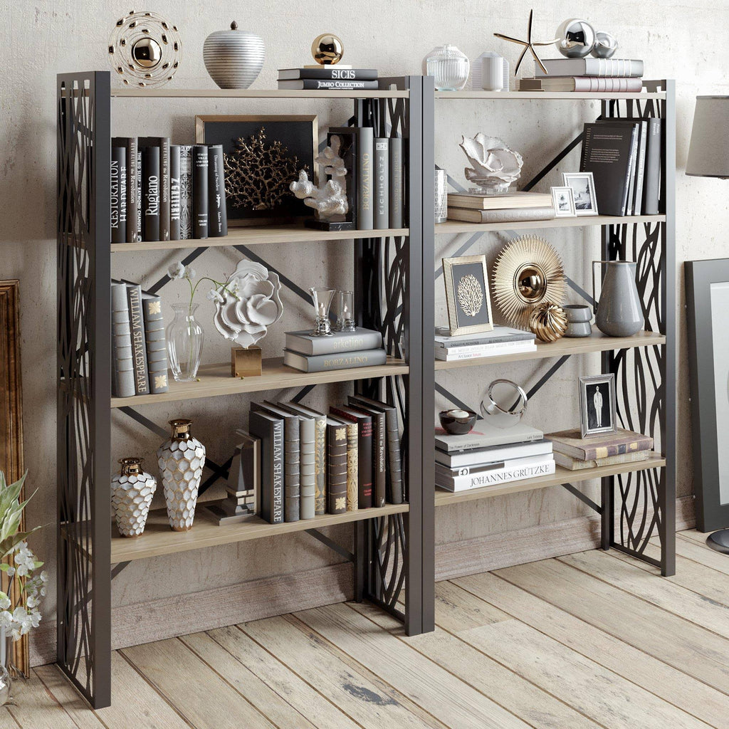 Tall Metal Wood Accent Bookcase H214