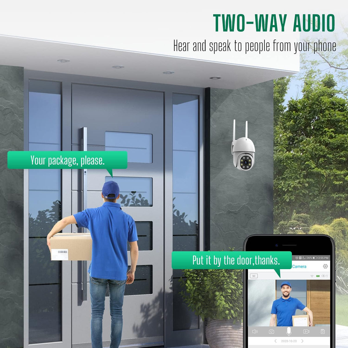 Wireless Security Camera Outdoor with 1TB Hard Drive, 3MP Night Vision, Two-Way Audio, IP66 Waterproof Y94003