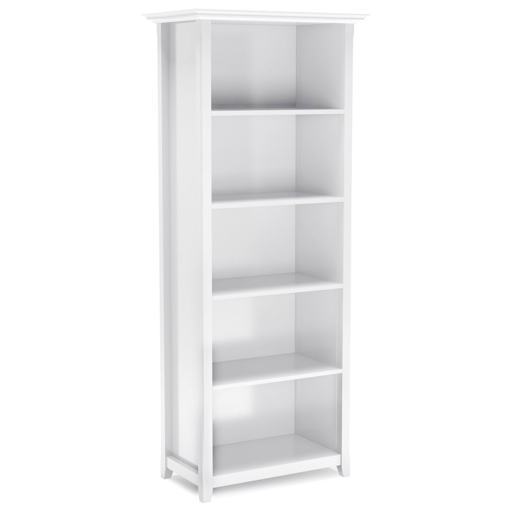White 5 Shelf Solid Wood Bookcase L30090