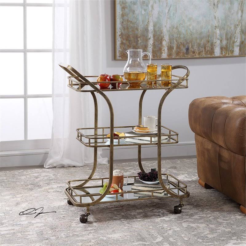 Antique Gold Serving Cart X473