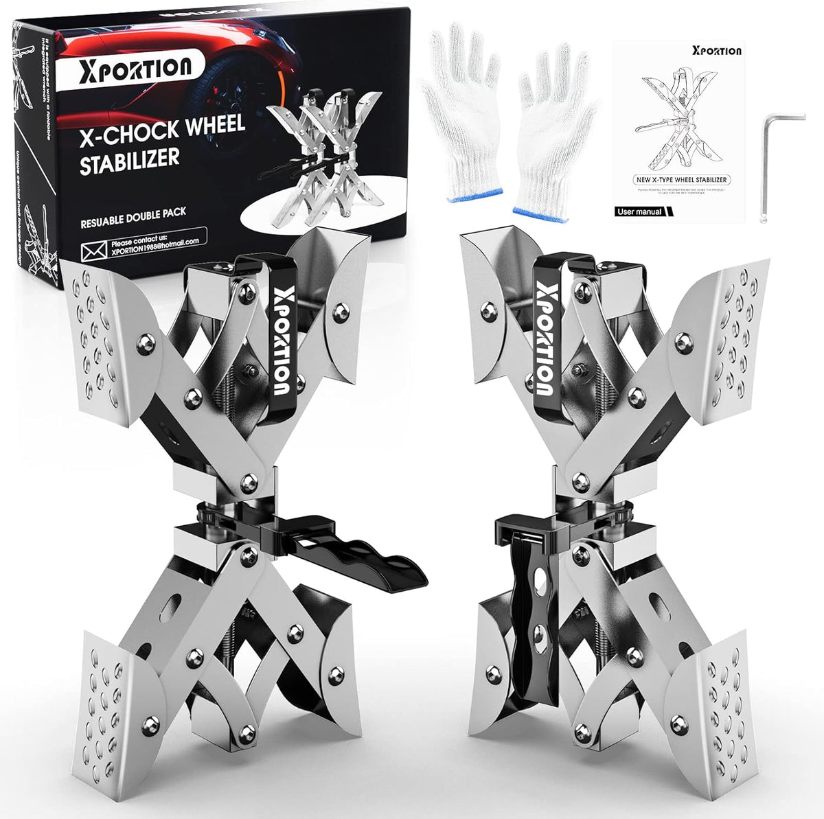 X-Shaped Wheel Stabilizer, 2 Sets Rust-Proof Wheel Chocks E83536