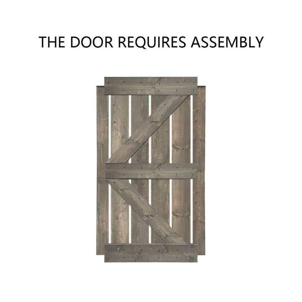 36 in. x 84 in. Solid Jungle Green Stained Pine Wood Interior Sliding Barn Door Slab W70452