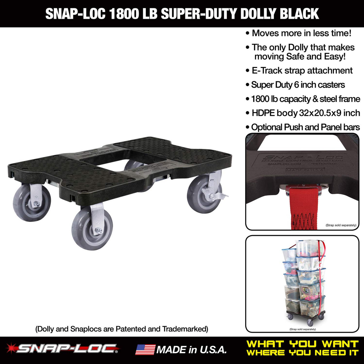 Black Super-Duty with Steel Frame, 6 inch Casters D544