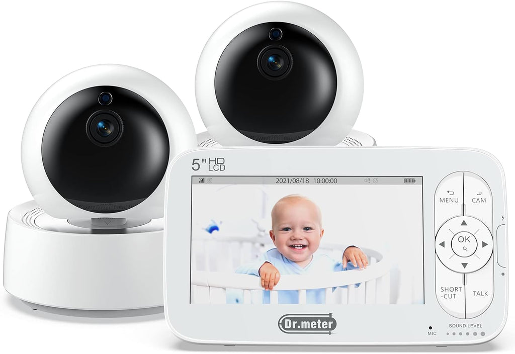 5 Large Display 720p HD Baby Monitor with 2 Cameras V433
