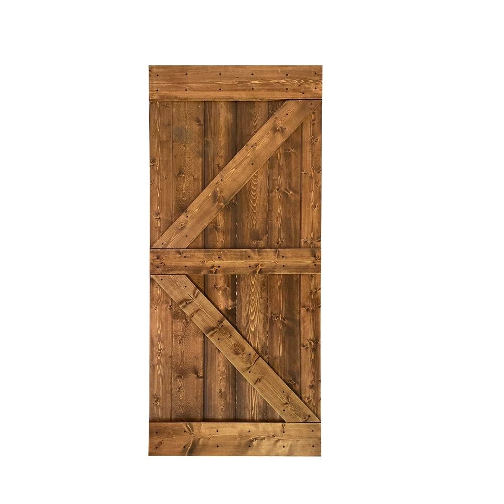 36 in. x 84 in. Solid Jungle Green Stained Pine Wood Interior Sliding Barn Door Slab W70452