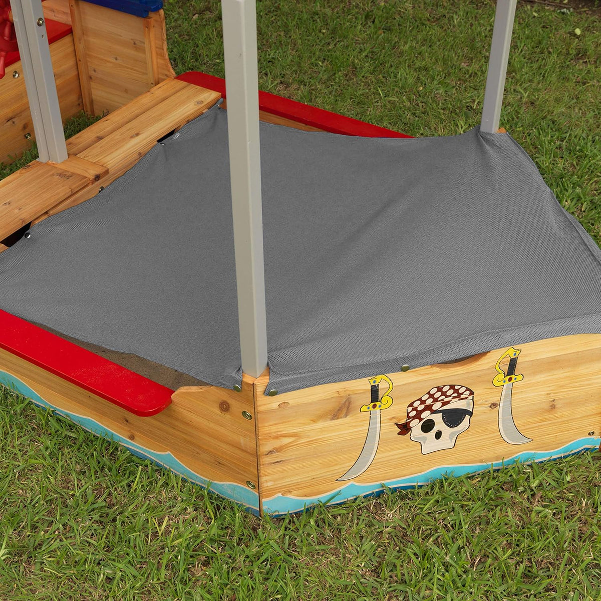 Wooden Pirate Sandbox with Canopy E2743
