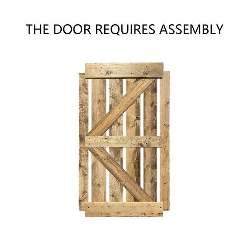 36 in. x 84 in. Solid Jungle Green Stained Pine Wood Interior Sliding Barn Door Slab W70452
