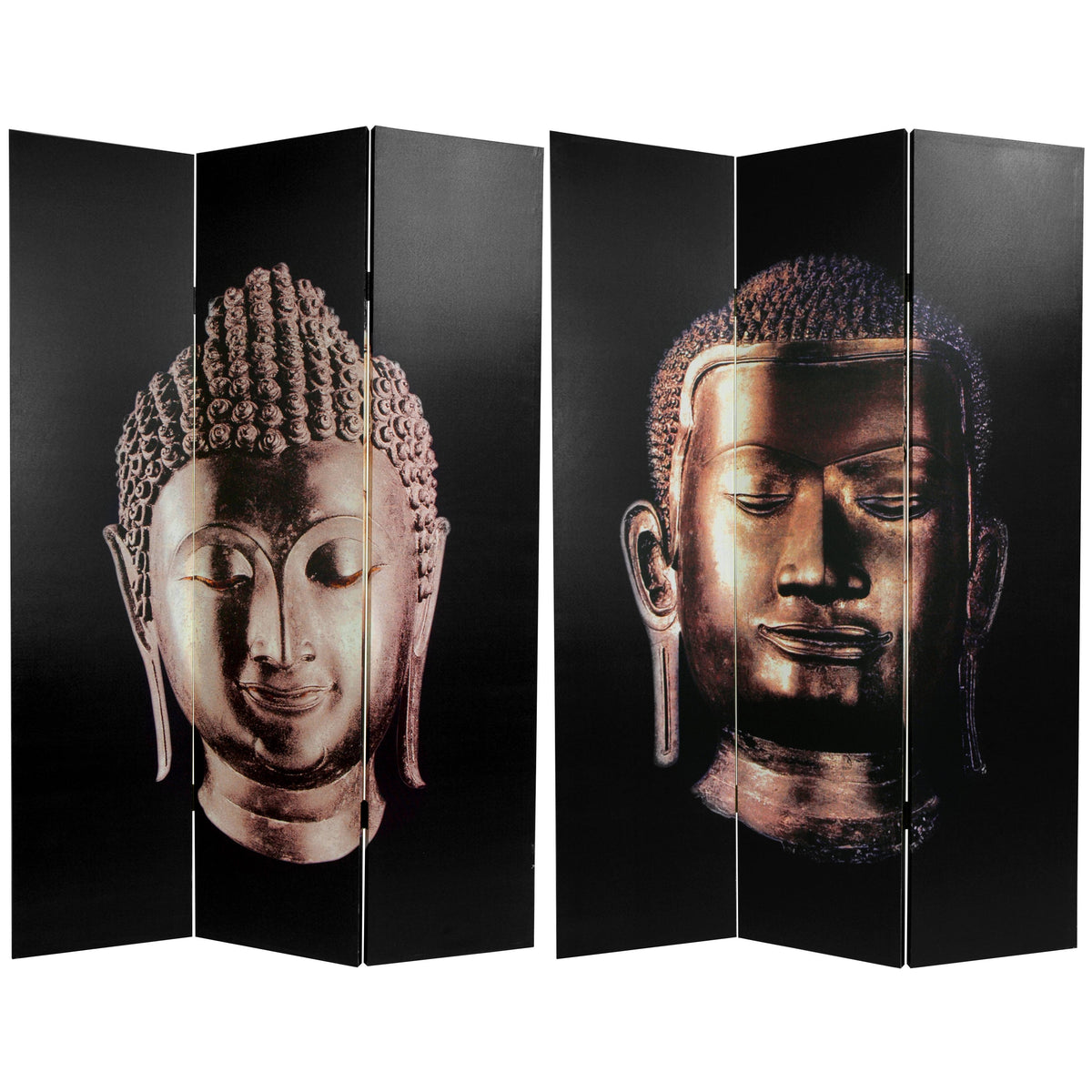 6 ft Tall Double Sided Buddha Canvas Room Divider Q697292
