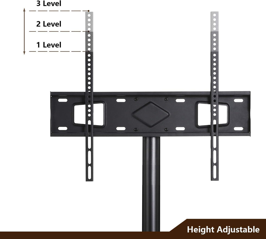 Rolling Wood Corner TV Console Stand with Wheels and Cabinets for up to 60 inch TVs, Walnut G9304