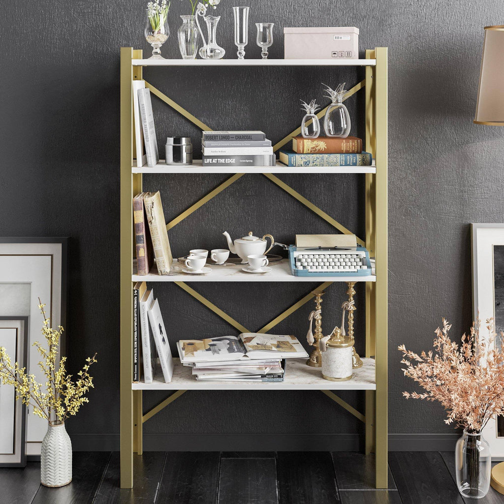 Tall Metal Wood Accent Bookcase H214