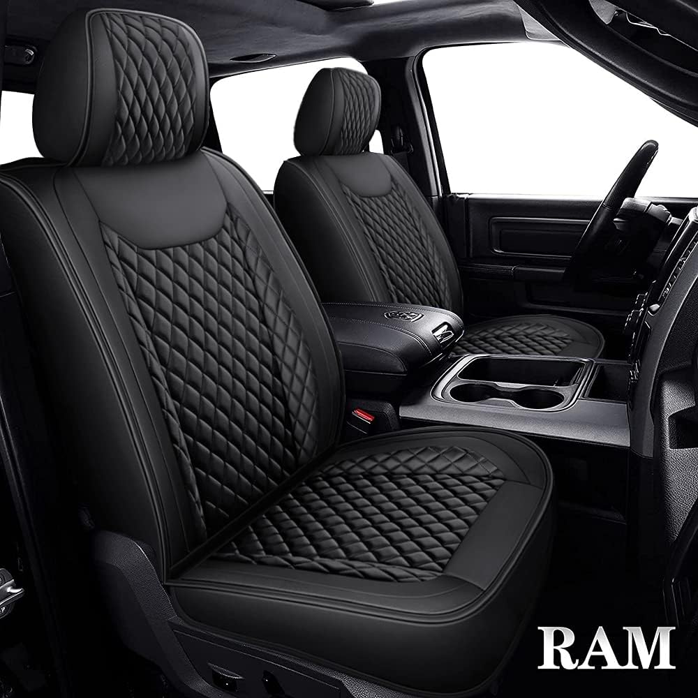 Black 5 PCS Full Set Waterproof Faux Leather Seat Covers H49348