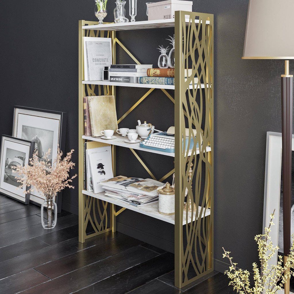 Tall Metal Wood Accent Bookcase H214