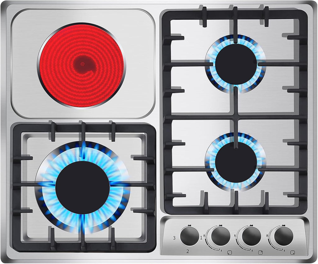 24 Inch 3 Burner Gas Cooktop Stainless Steel I7904