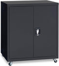 Black Locking Steel Storage Cabinet with Wheels S4992