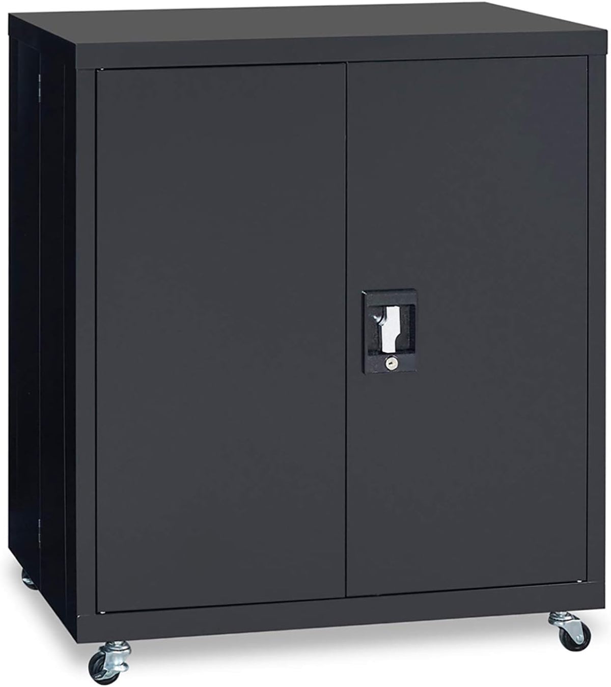 Black Locking Steel Storage Cabinet with Wheels S4992