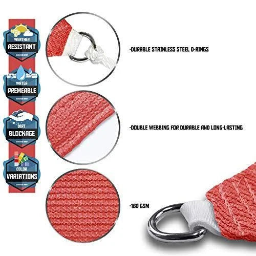 17 x 17 Sun Shade Sail Square Permeable Canopy Red C99547