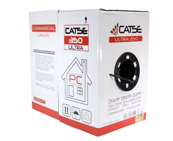 Cat5e Shielded Bulk Ethernet Cable, 24 AWG, 1000ft White T258158