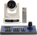 White SDI Live Streaming Broadcast Camera and Serial PTZ Joystick M138