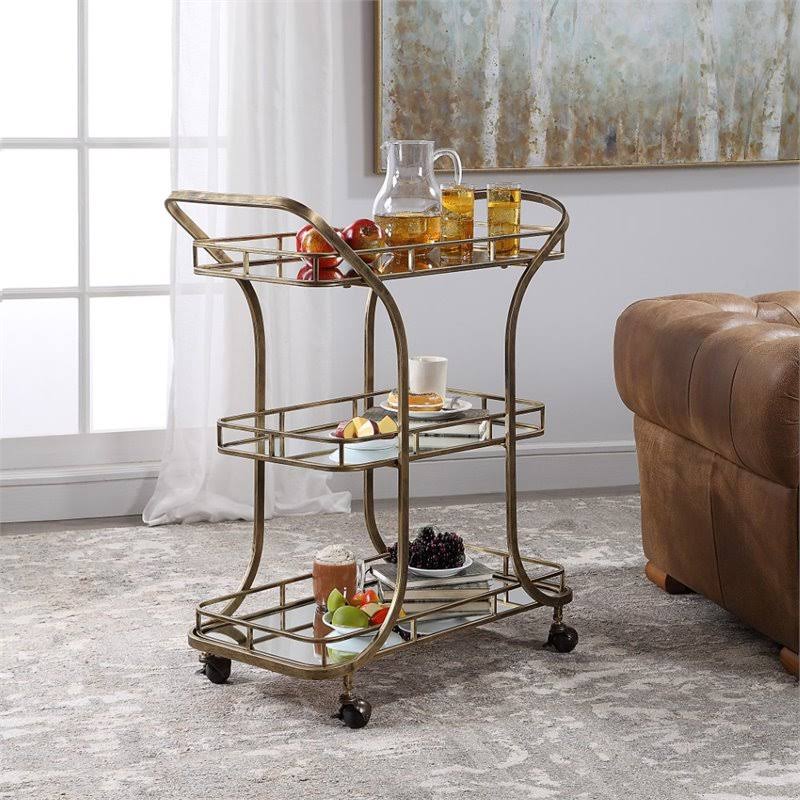 Antique Gold Serving Cart X473