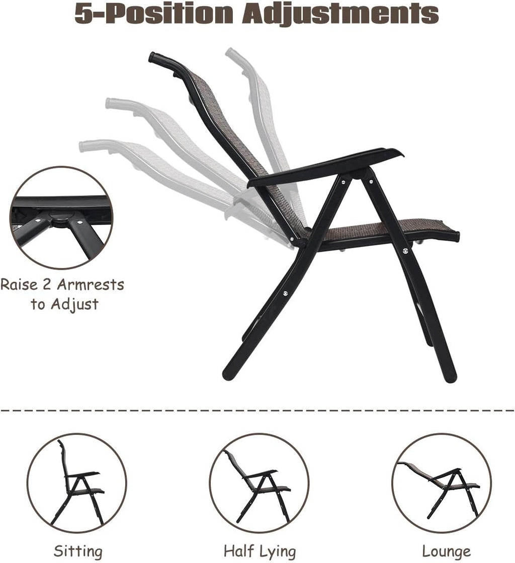 2 Piece Rattan Folding Reclining Chair with Adjustable Backrest M20759
