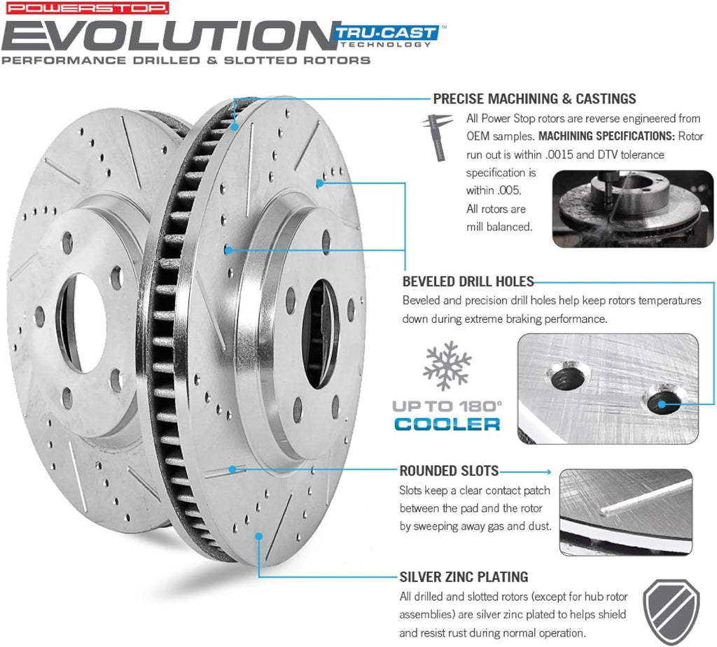 Front and Rear Carbon Fiber Brake Pads with Drilled & Slotted Brake Rotors Kit Q520
