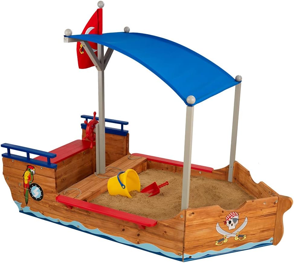 Wooden Pirate Sandbox with Canopy E2743