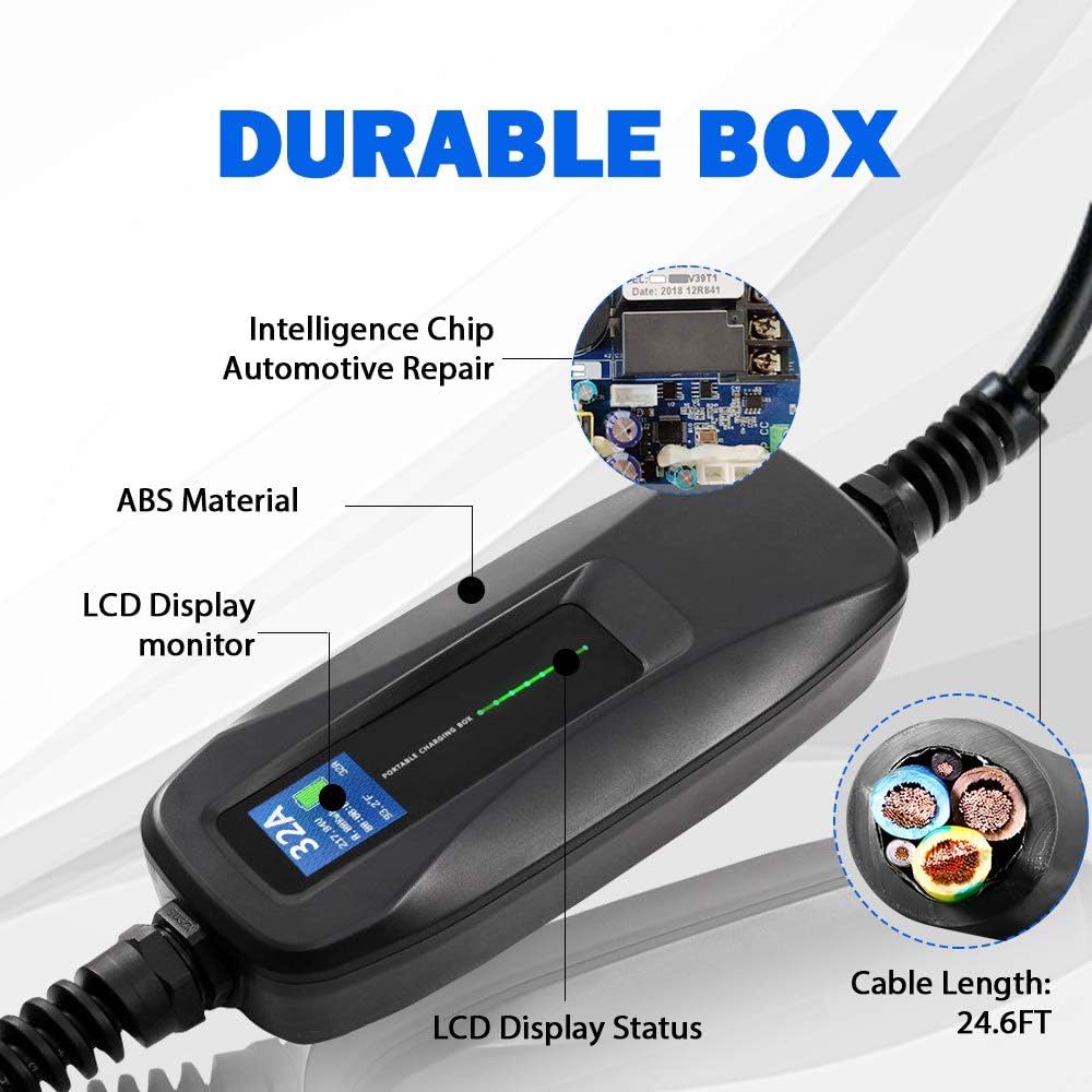 Level 2 32 Amp Portable EV Charger with 25ft Cable C6606
