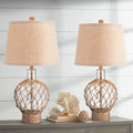 Set of 2 Rope and Clear Glass Table Lamps Q29021