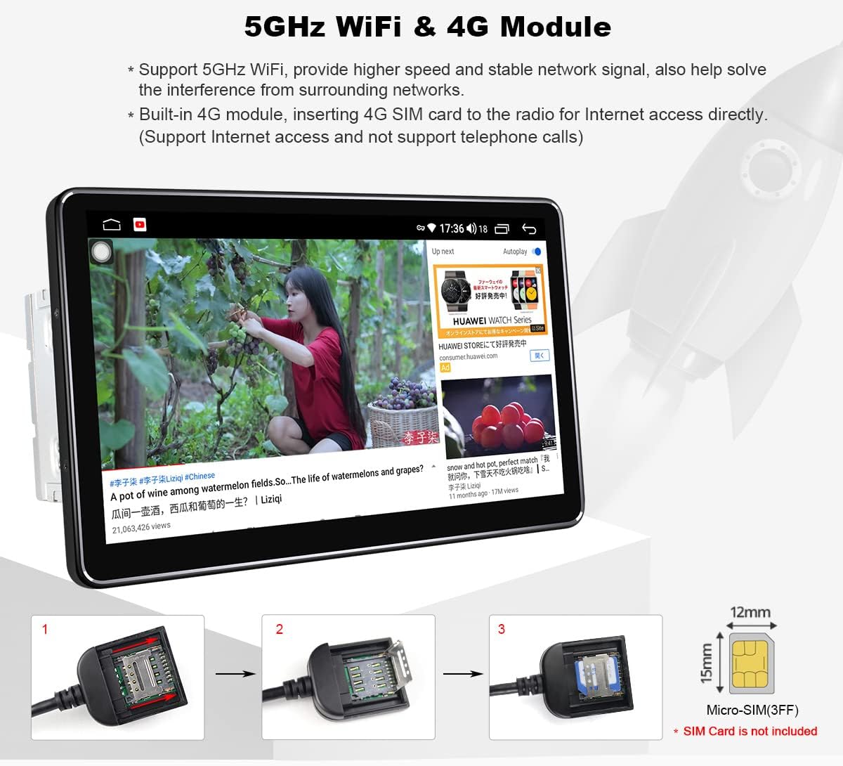 10.5 Inch Single Din Android Car Radio with Detachable Touch Display H78210