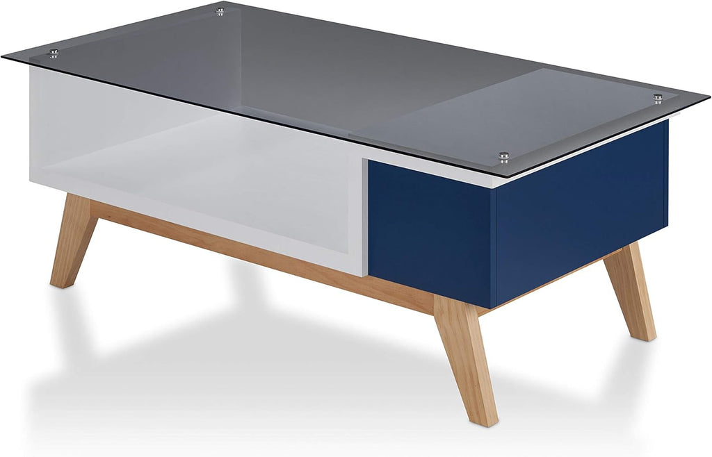 Mid-Century Coffee Table with Glass Top H483