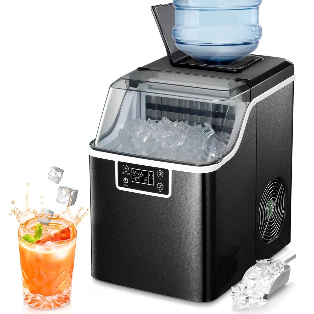 44Lbs/24H Self-Cleaning Portable Compact Ice Maker with Ice Scoop & Basket P802