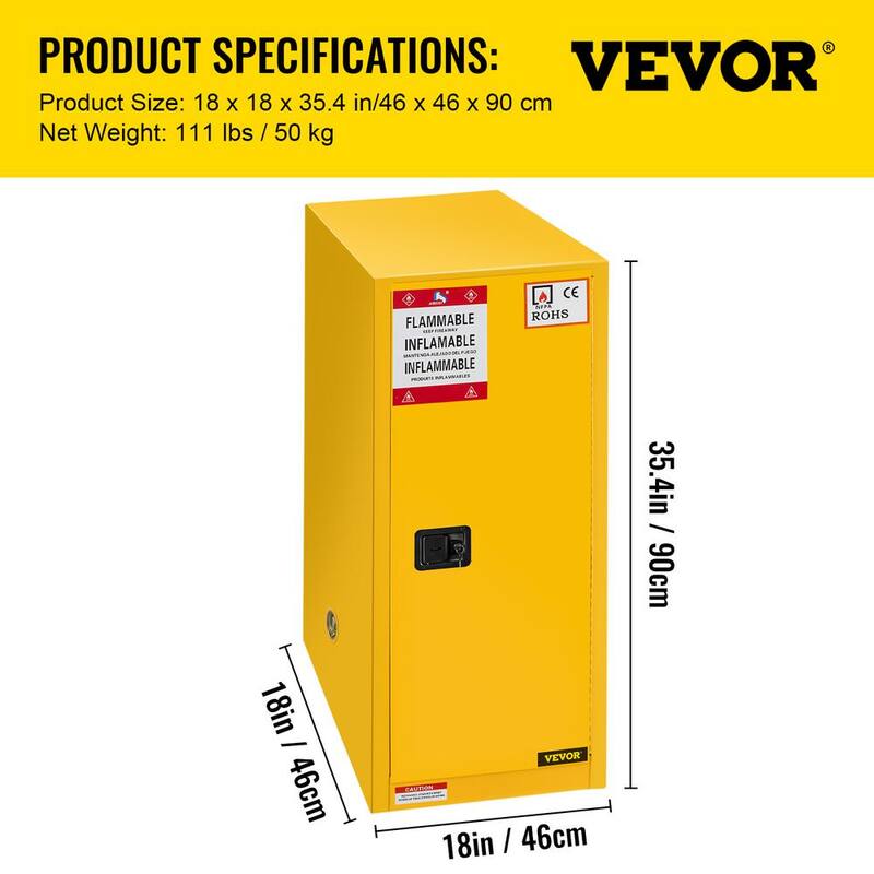 Yellow Galvanized Steel Safety Cabinet U938