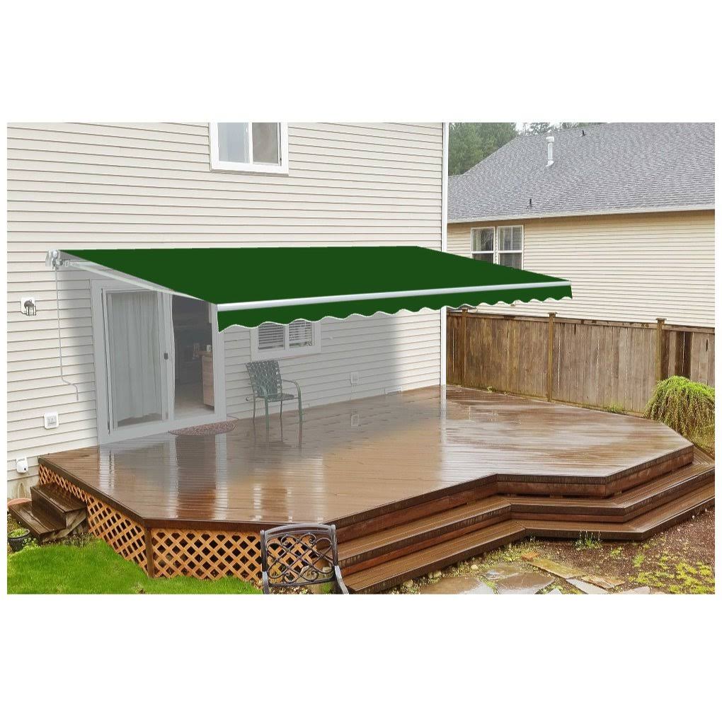 Green 13' x 10' Retractable Motorized Patio Awning B221466