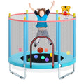 55" Trampoline with Safety Enclosure Net and Basketball Hoop E4034